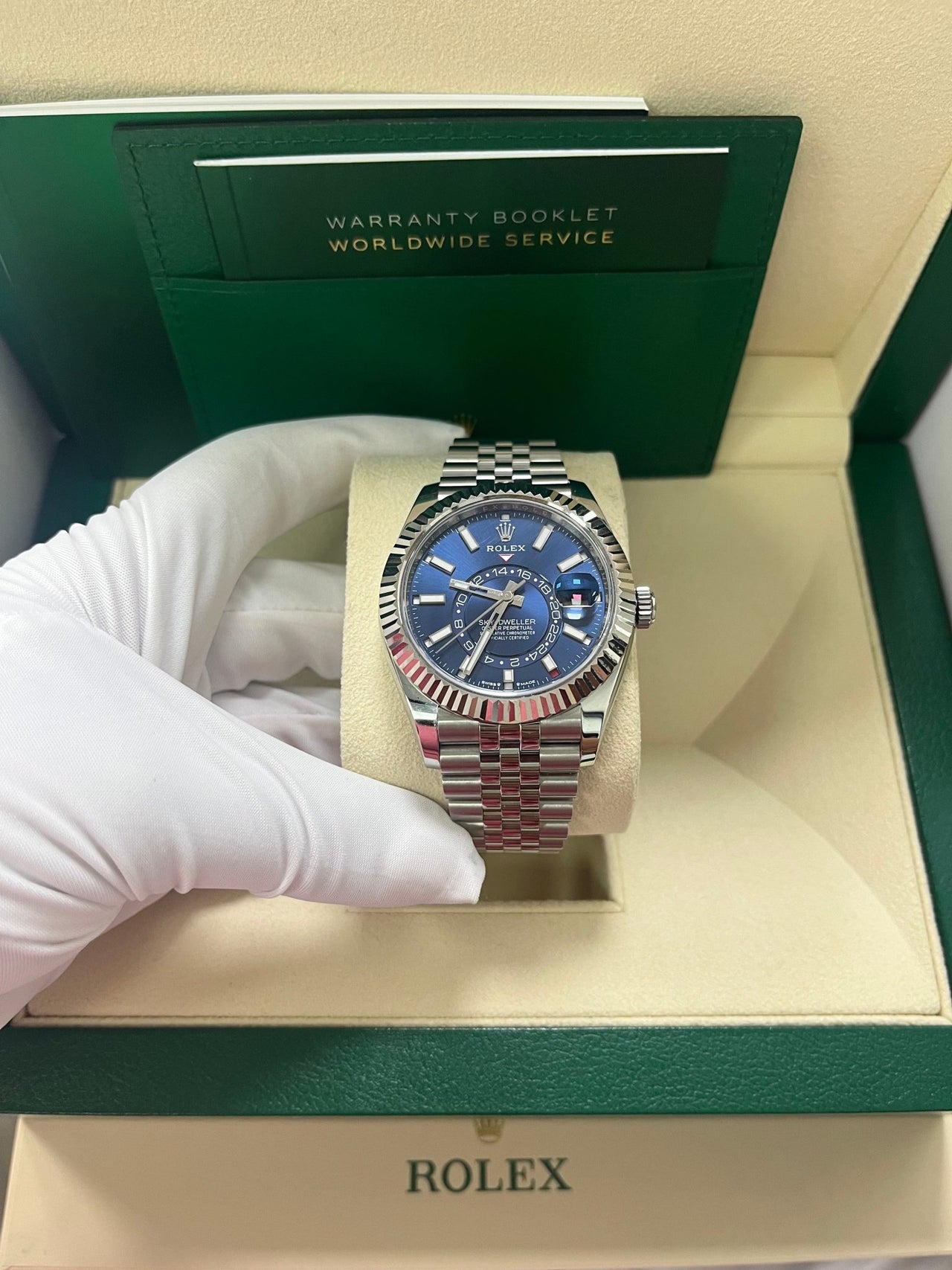 Rolex Sky-Dweller Blue Index Dial Jubilee Bracelet 336934 - WatchesOff5thWatch