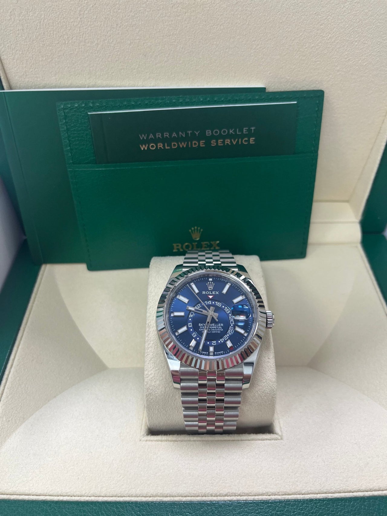 Rolex Sky-Dweller Blue Index Dial Jubilee Bracelet 336934 - WatchesOff5thWatch