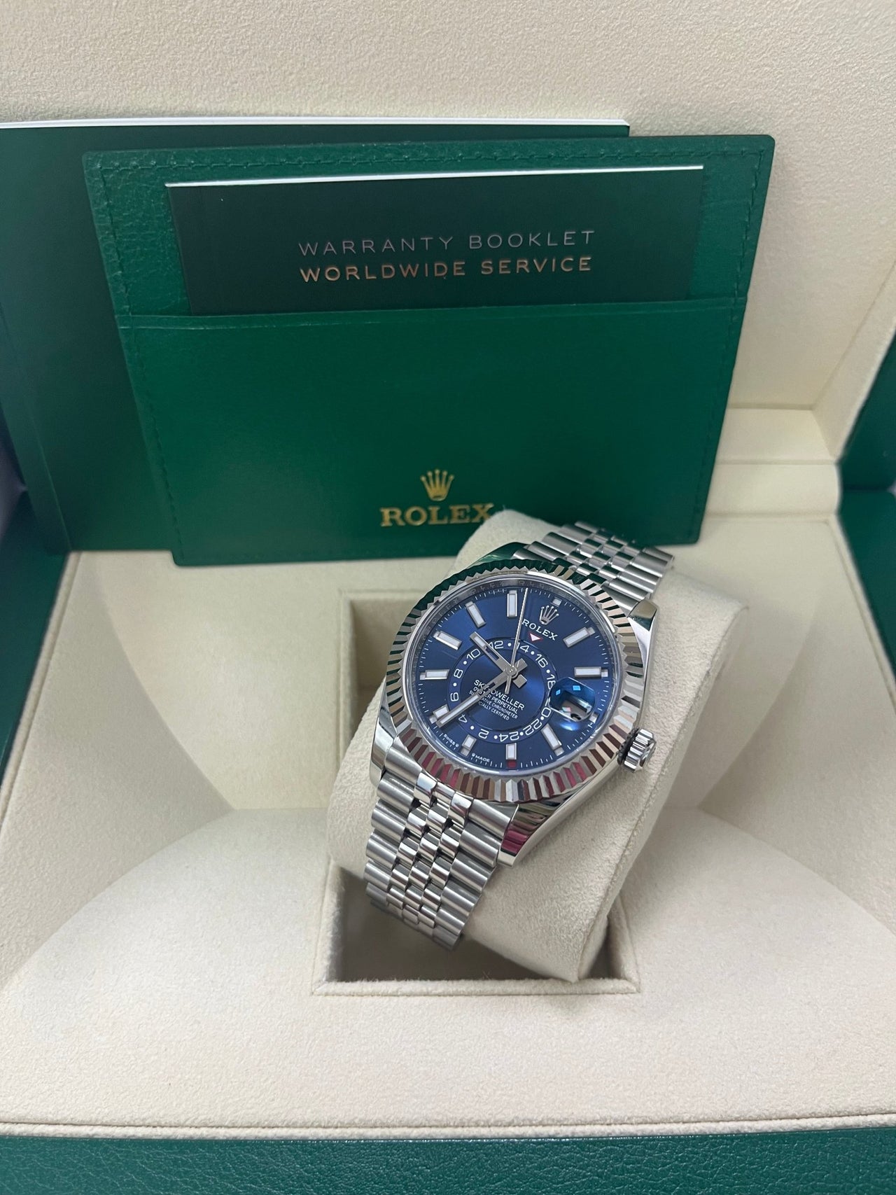 Rolex Sky-Dweller Blue Index Dial Jubilee Bracelet 336934 - WatchesOff5thWatch