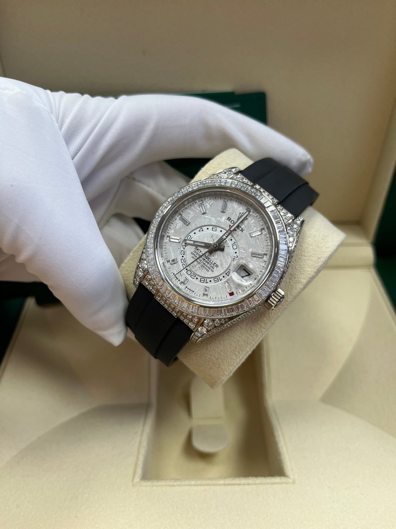 Rolex Sky-Dweller Meteorite Diamonds Baguette Dial Factory Diamonds 336259TBR - WatchesOff5thWatch