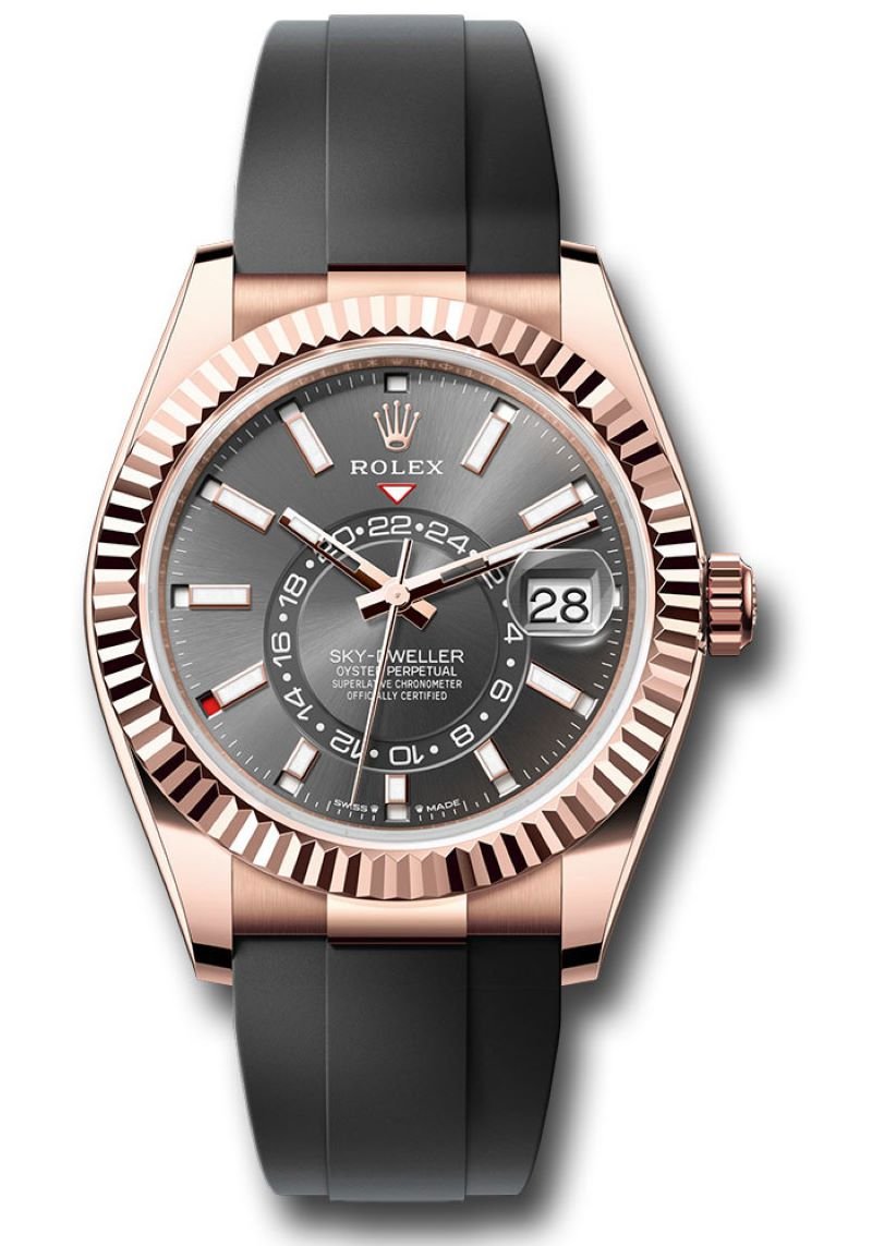 Rolex Sky-Dweller Rose Gold Slate Dial Oysterflex 336235