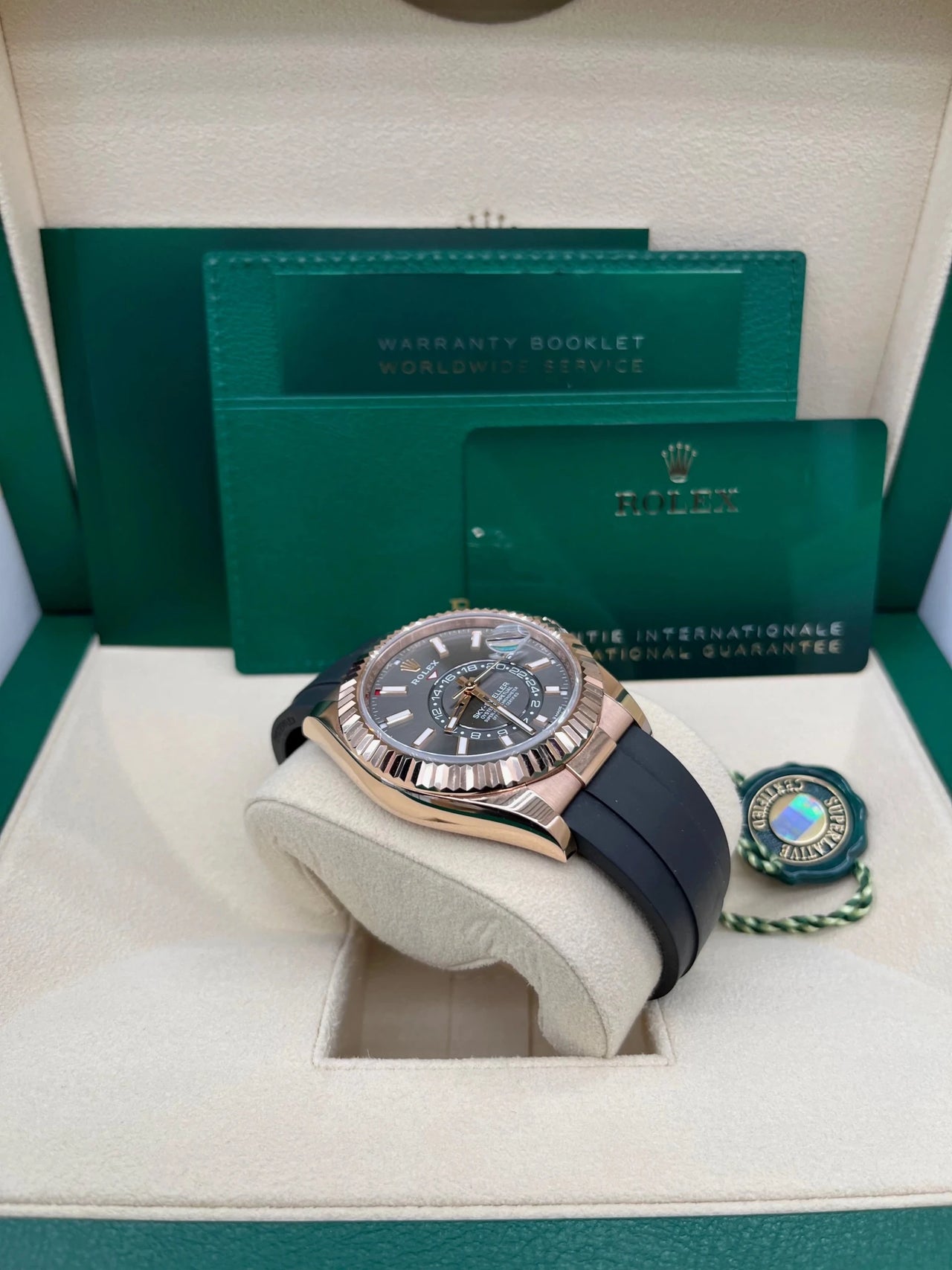 Rolex Sky - Dweller Rose Gold Slate Dial Oysterflex 336235 - WatchesOff5th