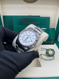 Thumbnail for Rolex Sky - Dweller White Rolesor White Index Dial Oyster Bracelet (Ref 326934) - WatchesOff5thWatch