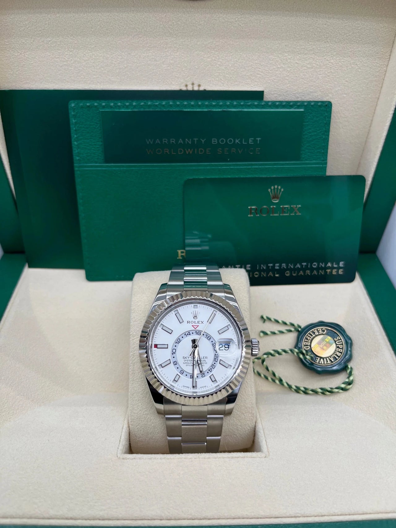 Rolex Sky - Dweller White Rolesor White Index Dial Oyster Bracelet (Ref 326934) - WatchesOff5thWatch