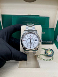 Thumbnail for Rolex Sky - Dweller White Rolesor White Index Dial Oyster Bracelet (Ref 326934) - WatchesOff5thWatch