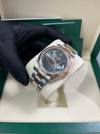 Thumbnail for Rolex Steel and Rose Gold Datejust 41mm - Fluted Bezel - Slate Gray Wimbledon Roman Dial (Reference #126331) - WatchesOff5thWatch