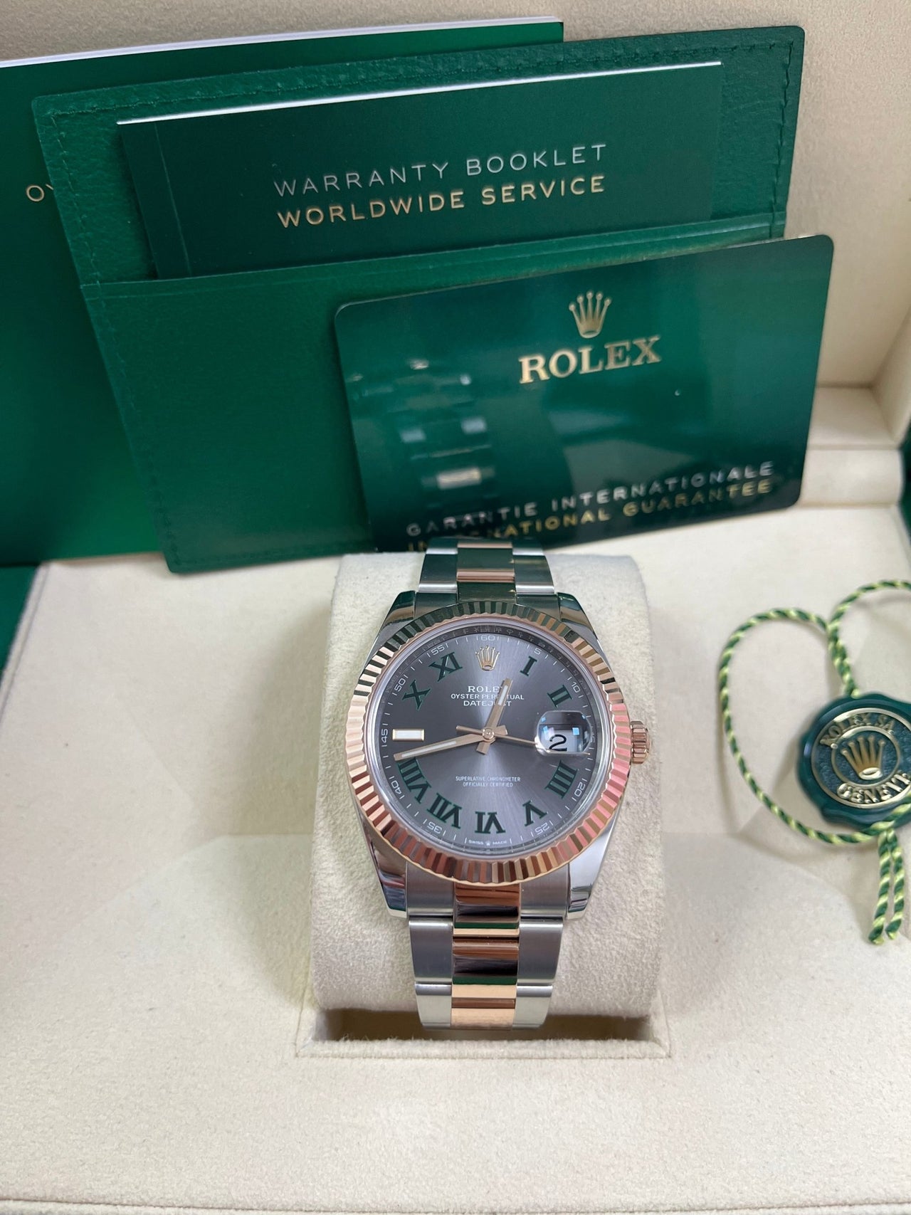 Rolex Steel and Rose Gold Datejust 41mm - Fluted Bezel - Slate Gray Wimbledon Roman Dial (Reference #126331) - WatchesOff5thWatch