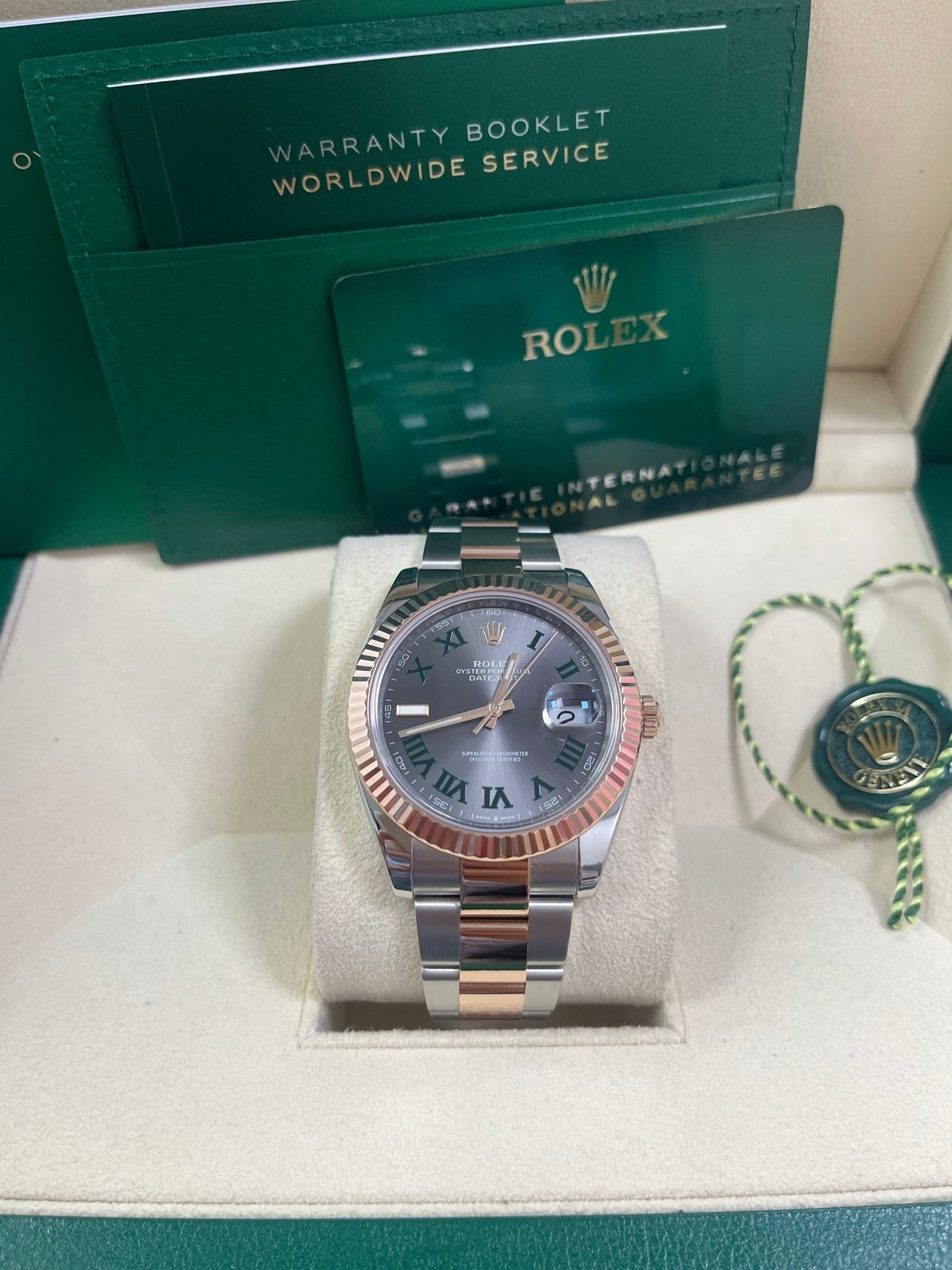 Rolex Steel and Rose Gold Datejust 41mm - Fluted Bezel - Slate Gray Wimbledon Roman Dial (Reference #126331) - WatchesOff5thWatch