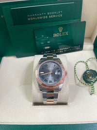 Thumbnail for Rolex Steel and Rose Gold Datejust 41mm - Fluted Bezel - Slate Gray Wimbledon Roman Dial (Reference #126331) - WatchesOff5thWatch