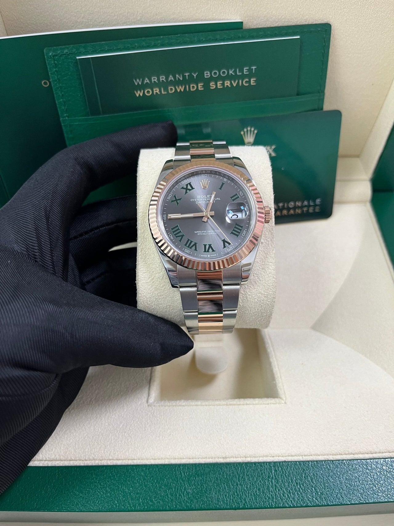 Rolex Steel and Rose Gold Datejust 41mm - Fluted Bezel - Slate Gray Wimbledon Roman Dial (Reference #126331) - WatchesOff5thWatch