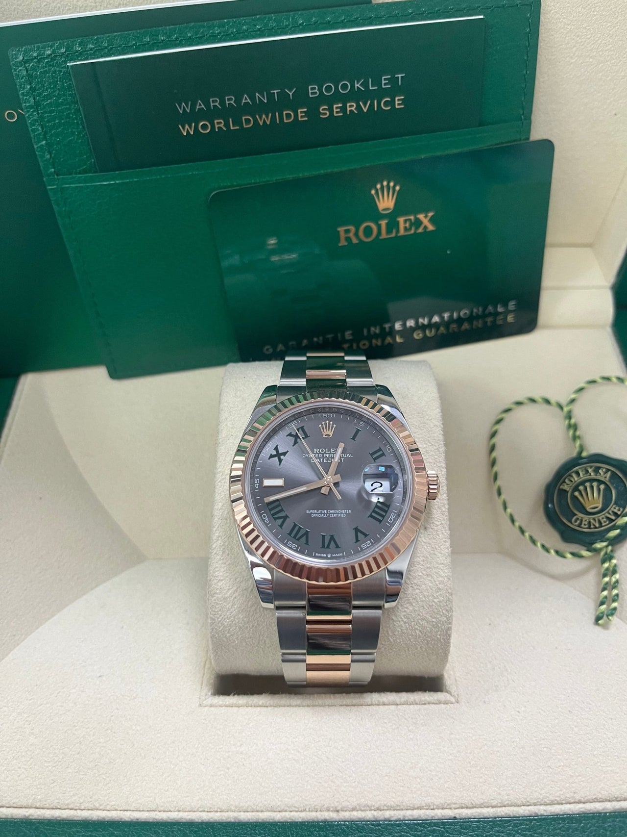 Rolex Steel and Rose Gold Datejust 41mm - Fluted Bezel - Slate Gray Wimbledon Roman Dial (Reference #126331) - WatchesOff5thWatch