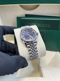 Thumbnail for Rolex Steel and White Gold Datejust 31 Watch - Fluted Bezel - Aubergine Roman Diamond 6 Dial - Jubilee Bracelet - WatchesOff5thWatch