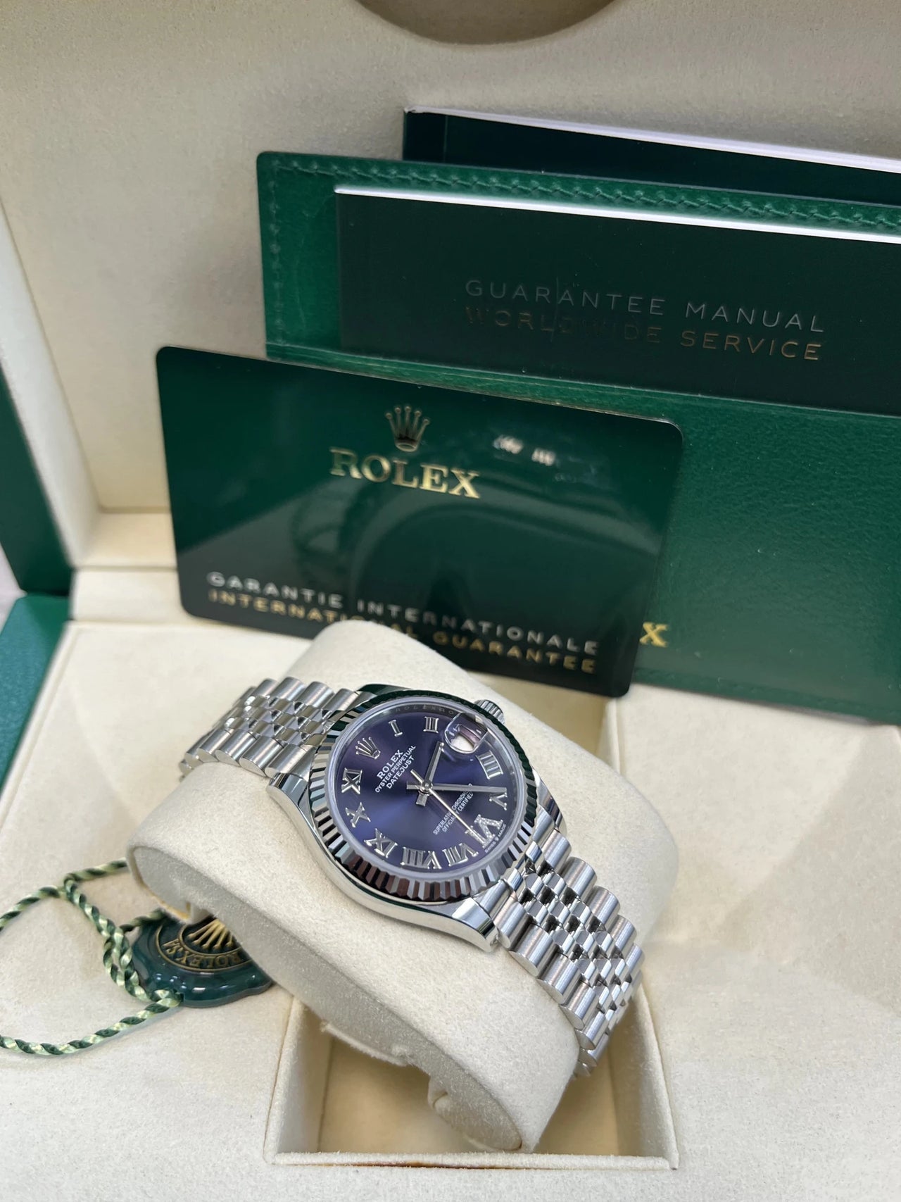 Rolex Steel and White Gold Datejust 31 Watch - Fluted Bezel - Aubergine Roman Diamond 6 Dial - Jubilee Bracelet - WatchesOff5thWatch