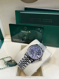 Thumbnail for Rolex Steel and White Gold Datejust 31 Watch - Fluted Bezel - Aubergine Roman Diamond 6 Dial - Jubilee Bracelet - WatchesOff5thWatch