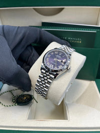 Thumbnail for Rolex Steel and White Gold Datejust 31 Watch - Fluted Bezel - Aubergine Roman Diamond 6 Dial - Jubilee Bracelet - WatchesOff5thWatch