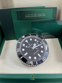 Thumbnail for Rolex Submariner Date Desk Clock Oystersteel Black Lacquer Dial Cerachrom Bezel (Ref 909010LN) - WatchesOff5thWatch