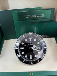 Thumbnail for Rolex Submariner Date Desk Clock Oystersteel Black Lacquer Dial Cerachrom Bezel (Ref 909010LN) - WatchesOff5thWatch