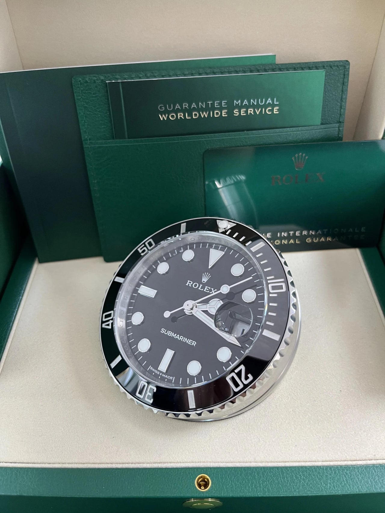 Rolex Submariner Date Desk Clock Oystersteel Black Lacquer Dial Cerachrom Bezel (Ref 909010LN) - WatchesOff5thWatch
