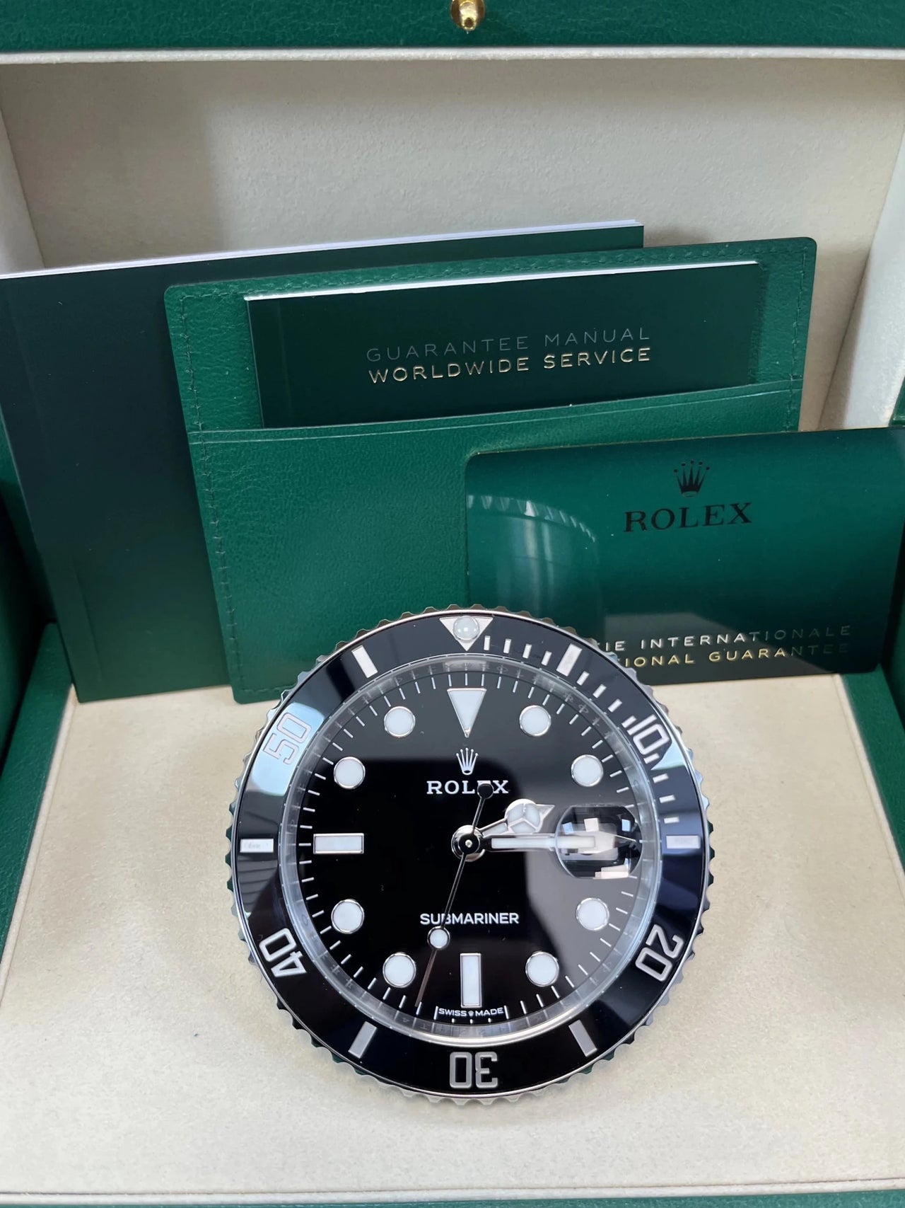 Rolex Submariner Date Desk Clock Oystersteel Black Lacquer Dial Cerachrom Bezel (Ref 909010LN) - WatchesOff5thWatch