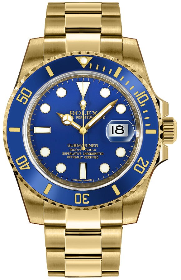 Rolex Submariner Date Yellow Gold Blue Dial 116618LB - WatchesOff5thWatch