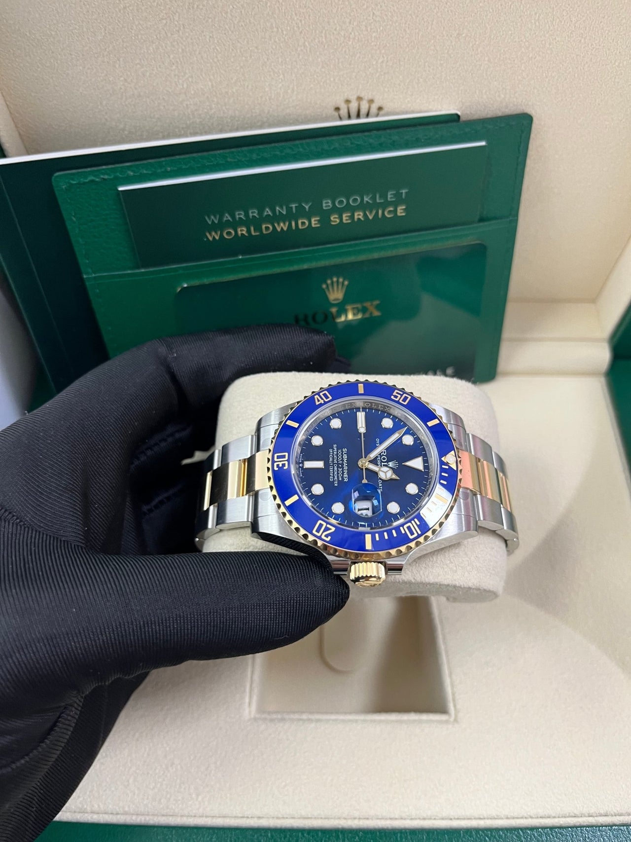 Rolex Submariner Two - Tone Yellow Gold & Steel Rolesor - Blue Dial Ceramic Bezel (Ref# 126613LB) - WatchesOff5thWatch