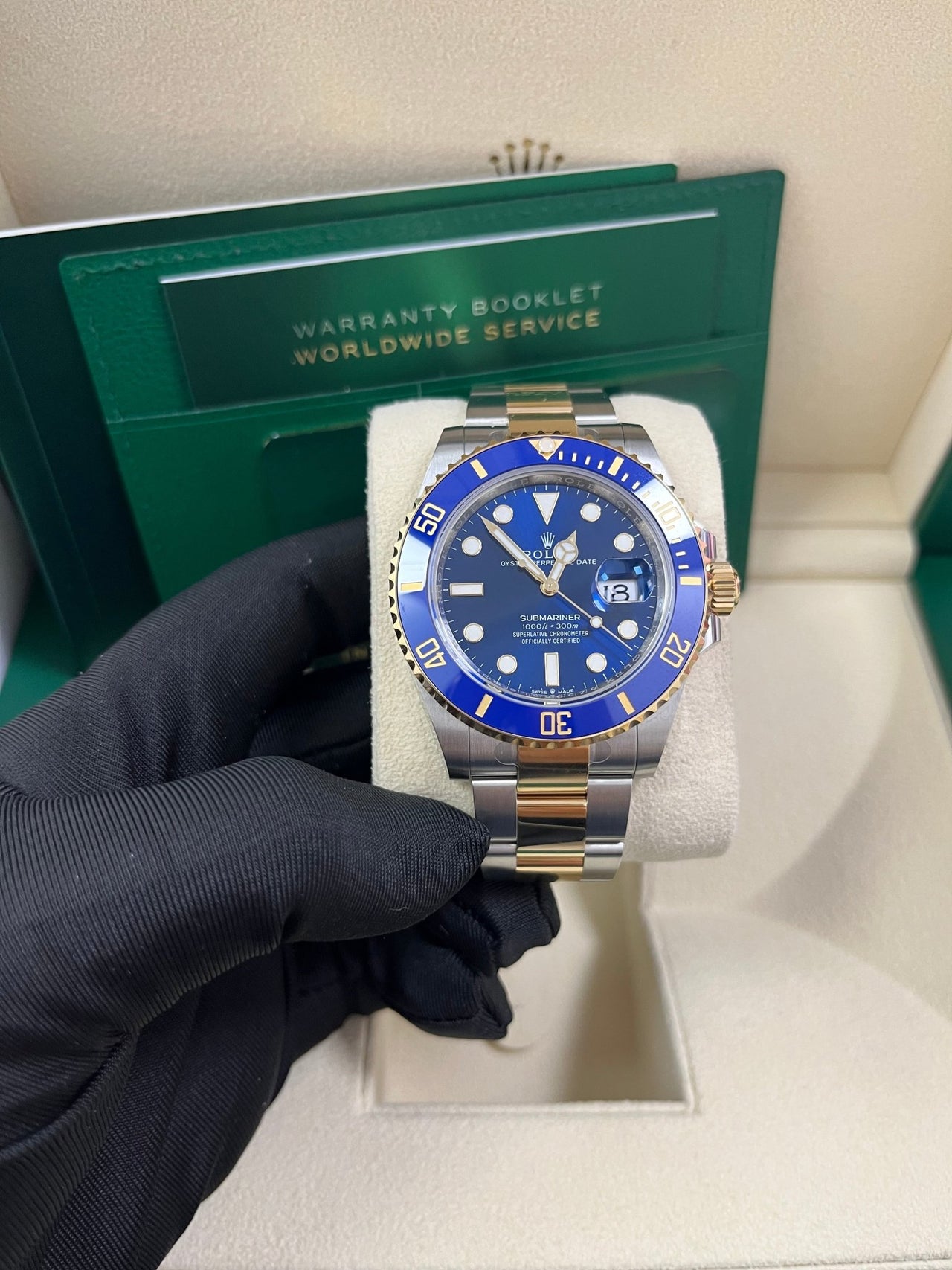 Rolex Submariner Two - Tone Yellow Gold & Steel Rolesor - Blue Dial Ceramic Bezel (Ref# 126613LB) - WatchesOff5thWatch