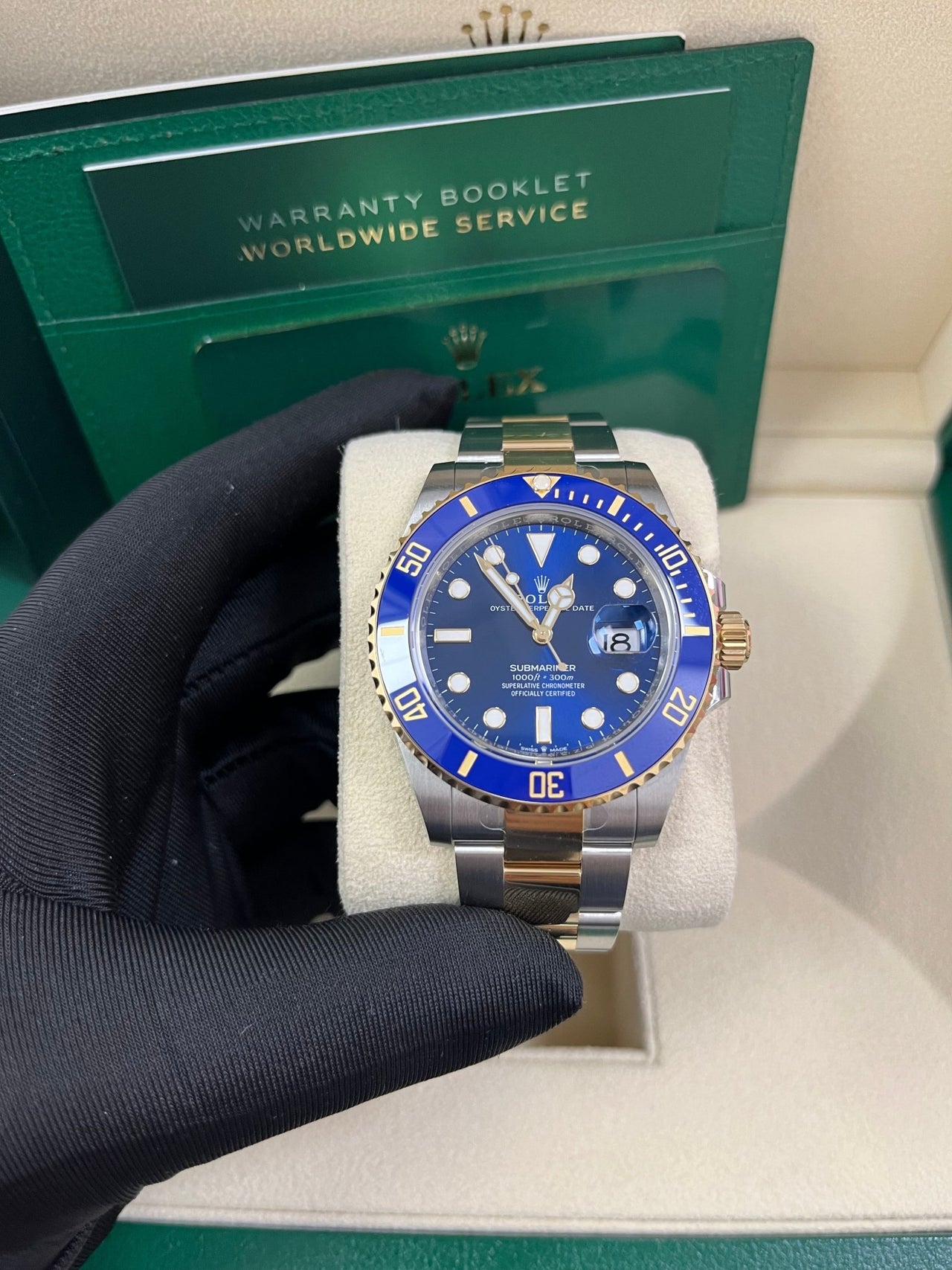 Rolex Submariner Two - Tone Yellow Gold & Steel Rolesor - Blue Dial Ceramic Bezel (Ref# 126613LB) - WatchesOff5thWatch