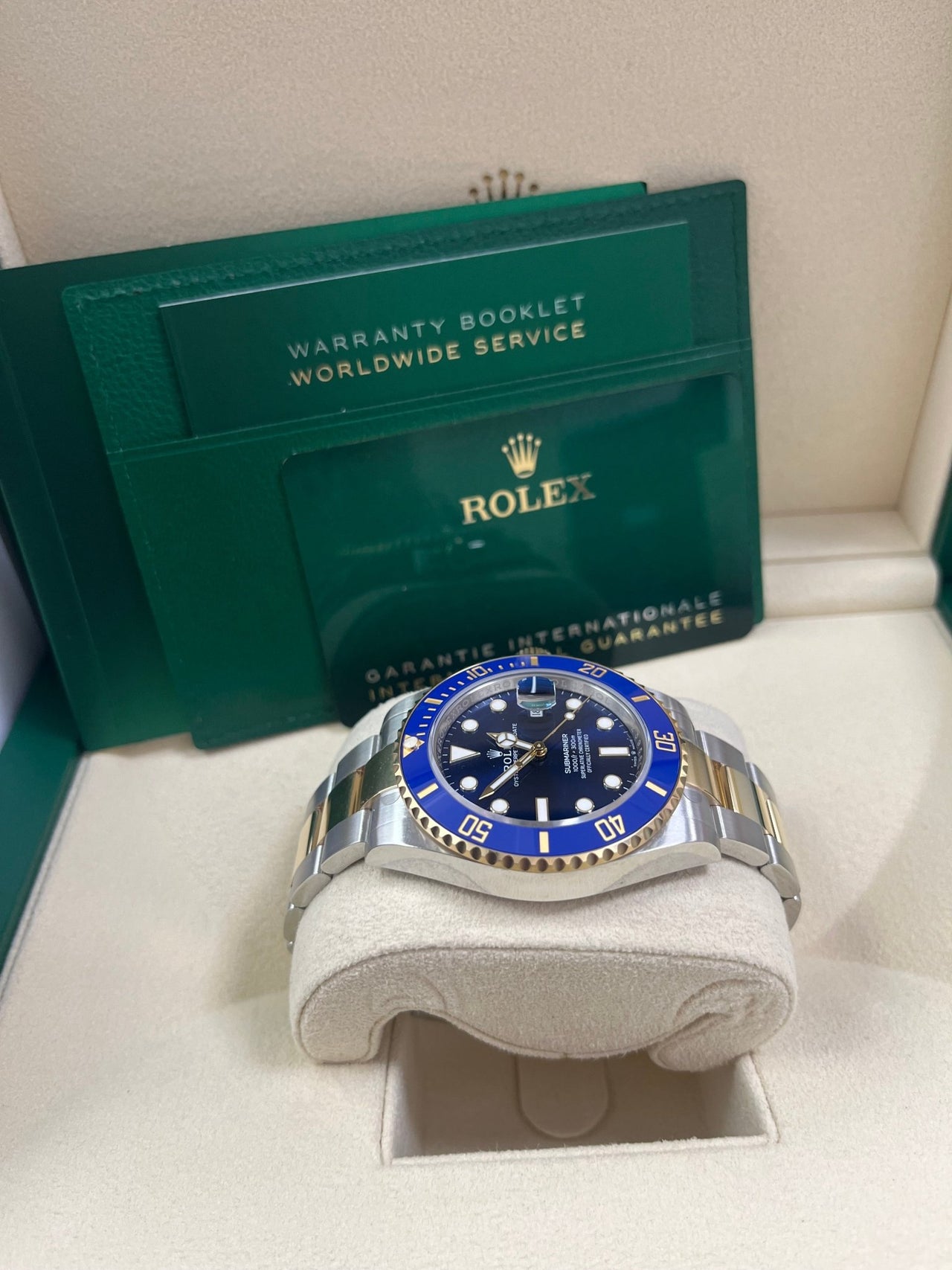 Rolex Submariner Two - Tone Yellow Gold & Steel Rolesor - Blue Dial Ceramic Bezel (Ref# 126613LB) - WatchesOff5thWatch