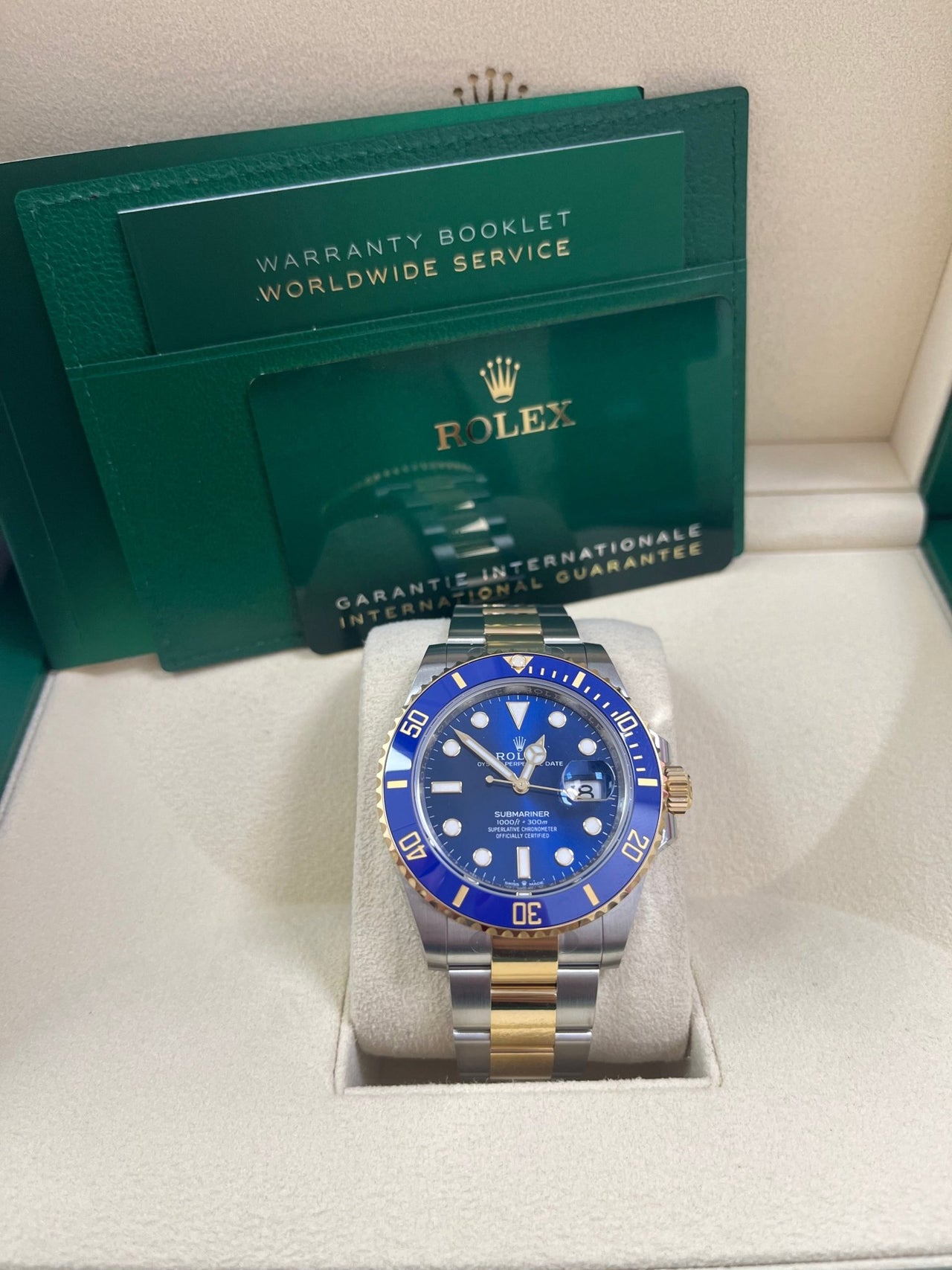 Rolex Submariner Two - Tone Yellow Gold & Steel Rolesor - Blue Dial Ceramic Bezel (Ref# 126613LB) - WatchesOff5thWatch