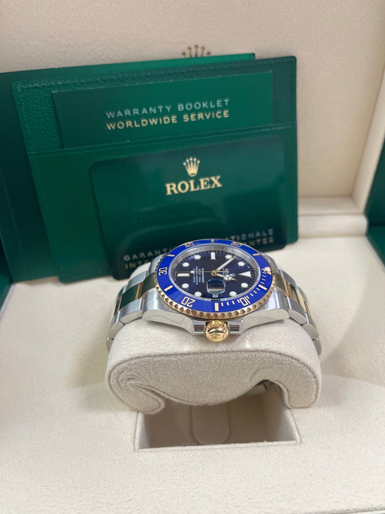 Rolex Submariner Two - Tone Yellow Gold & Steel Rolesor - Blue Dial Ceramic Bezel (Ref# 126613LB) - WatchesOff5thWatch