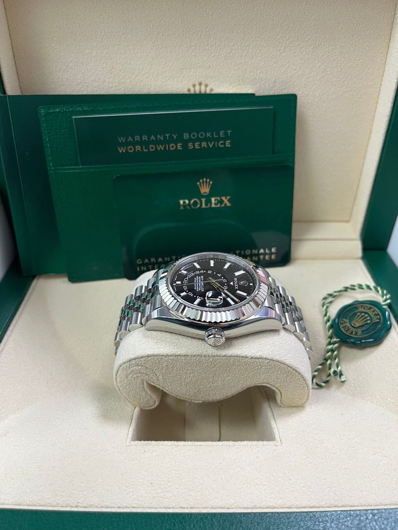 Rolex White Rolesor Sky - Dweller Black Index Dial Jubilee Bracelet (Ref# 326934) - WatchesOff5thWatch