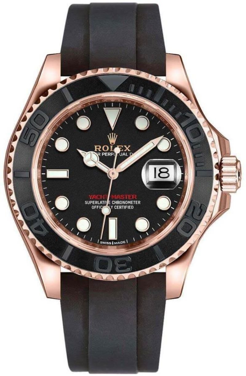 Rolex Yacht - Master 40 Rose Gold Oysterflex Black Dial 116655 - WatchesOff5thWatch