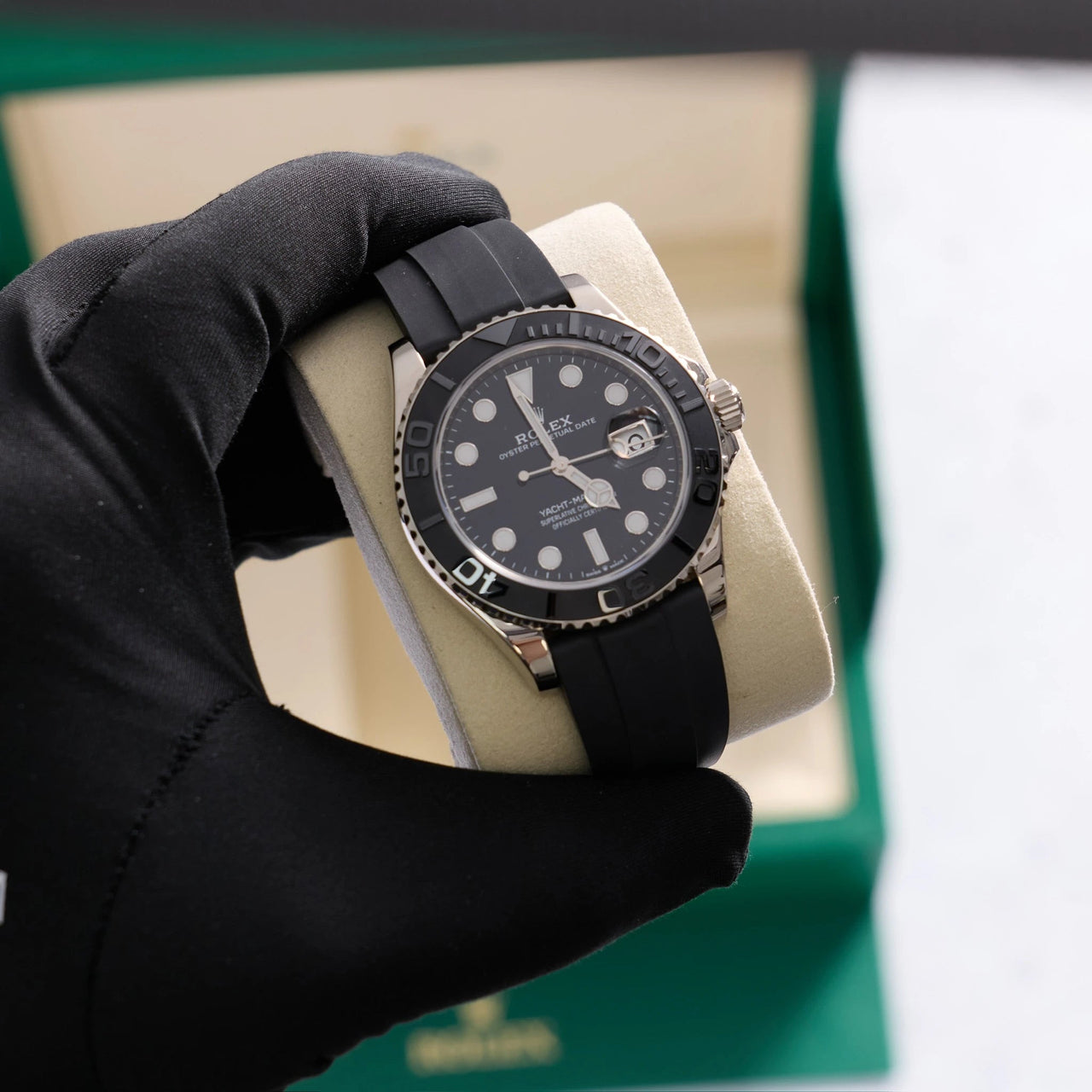 Rolex Yacht-Master 42mm 18K White Gold Falcon's Eye Dial Cerachrom Bezel Oysterflex (Ref 226659) - WatchesOff5thWatch