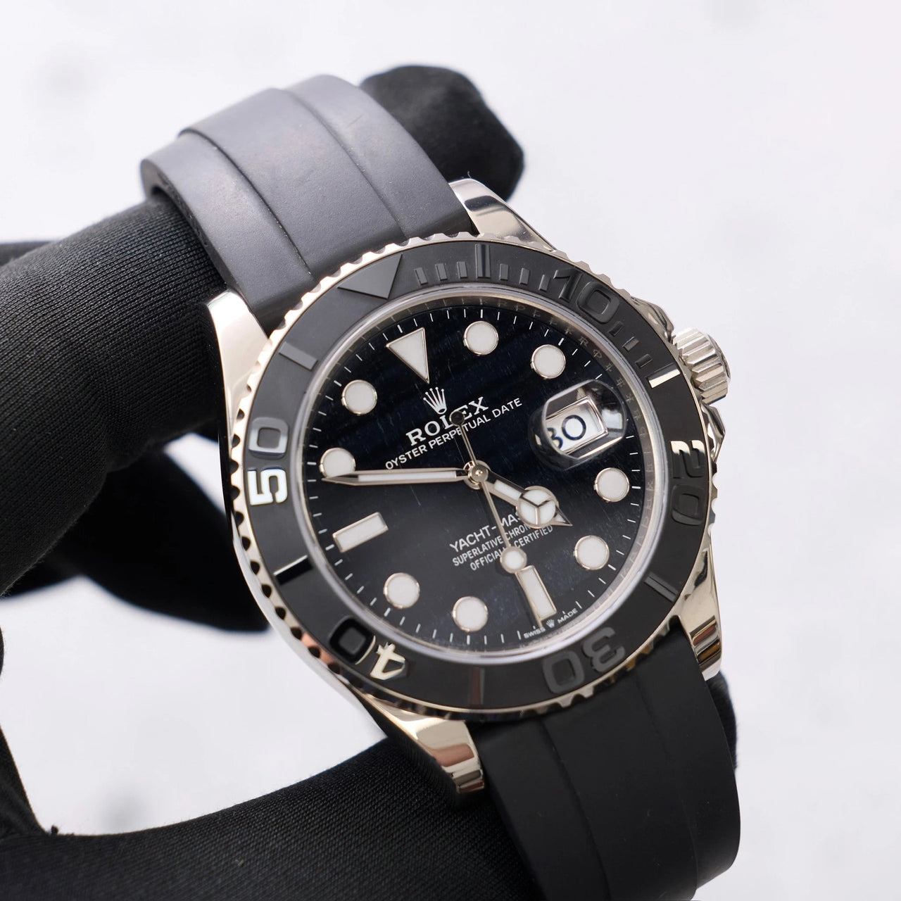Rolex Yacht-Master 42mm 18K White Gold Falcon's Eye Dial Cerachrom Bezel Oysterflex (Ref 226659) - WatchesOff5thWatch
