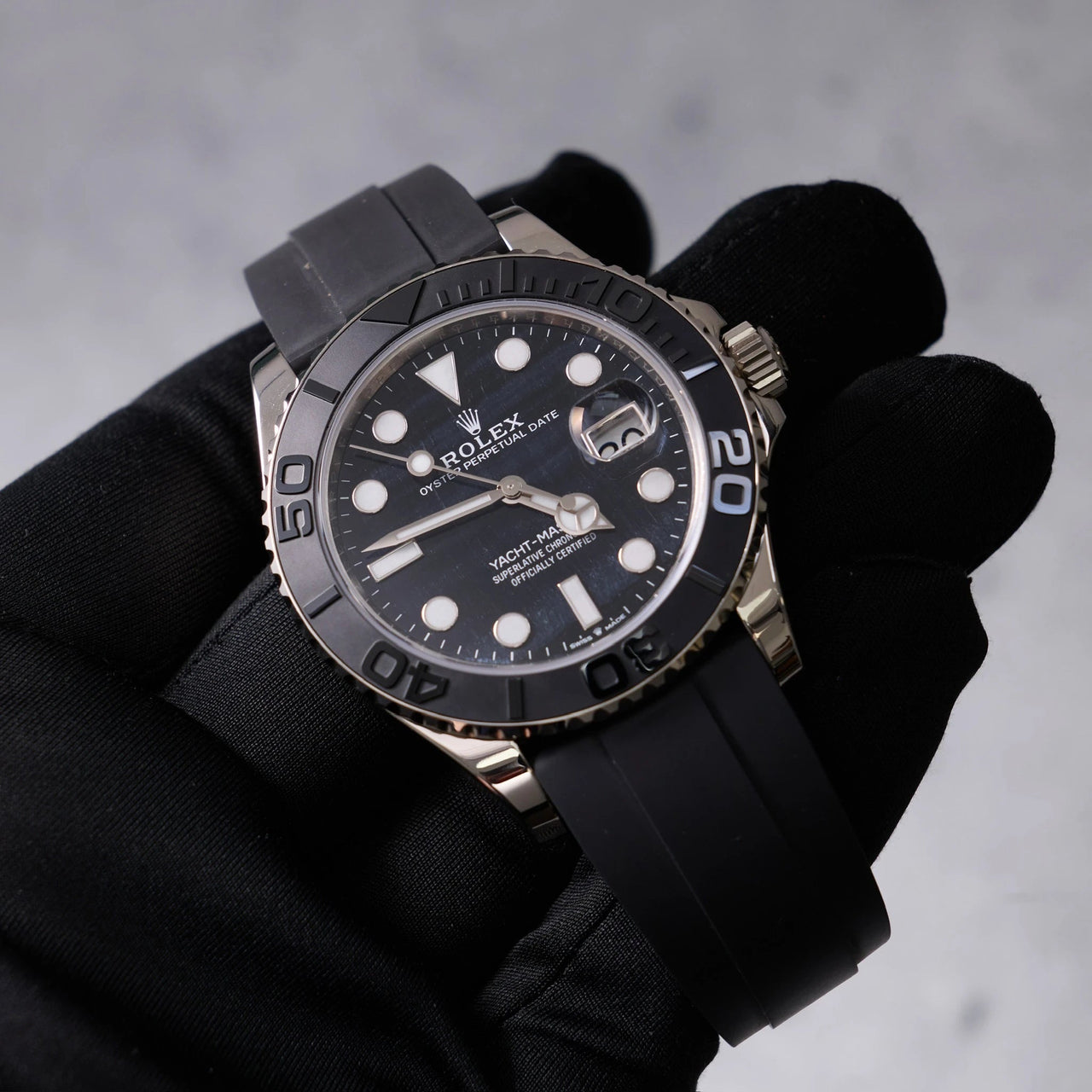 Rolex Yacht-Master 42mm 18K White Gold Falcon's Eye Dial Cerachrom Bezel Oysterflex (Ref 226659) - WatchesOff5thWatch