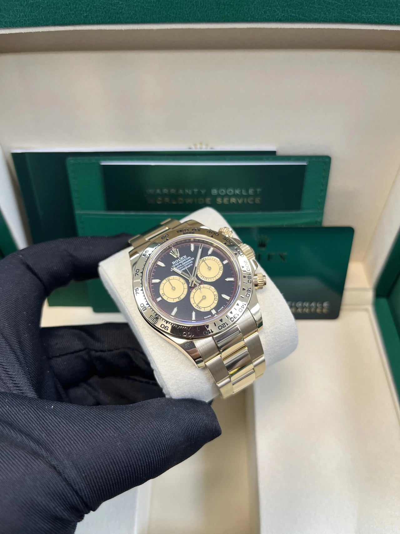 Rolex Yellow Gold Black And Champagne Index Dial Oyster Bracelet 126508 Paul Newman Dial - WatchesOff5thWatch