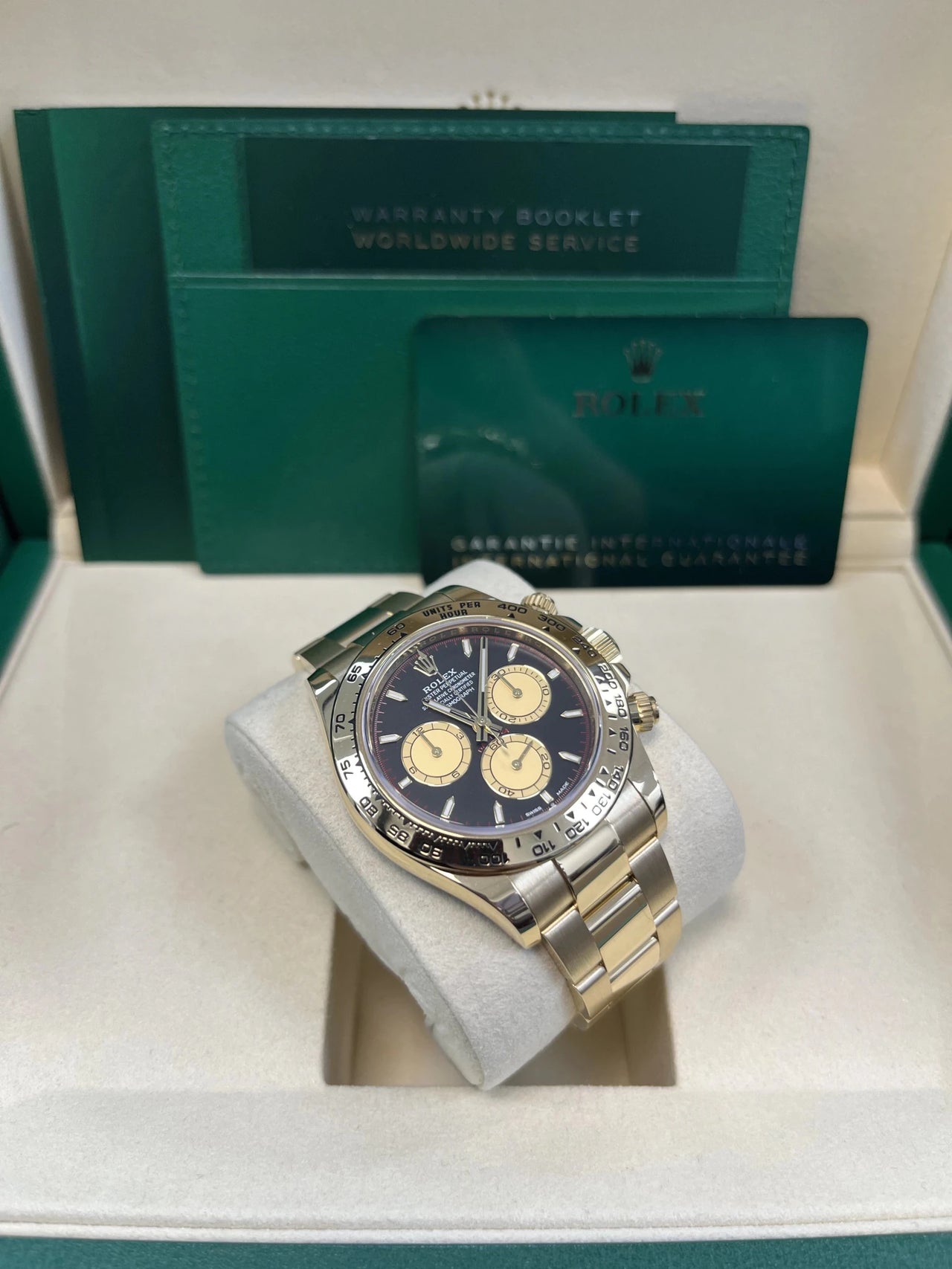 Rolex Yellow Gold Black And Champagne Index Dial Oyster Bracelet 126508 Paul Newman Dial - WatchesOff5thWatch