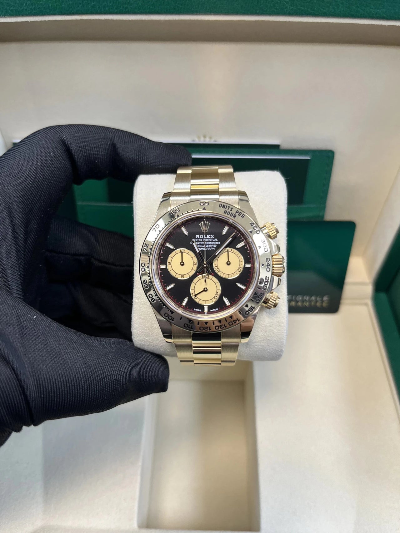 Rolex Yellow Gold Black And Champagne Index Dial Oyster Bracelet 126508 Paul Newman Dial - WatchesOff5thWatch