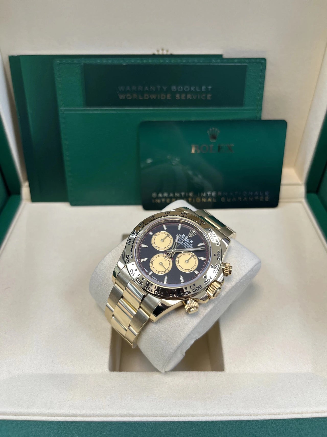 Rolex Yellow Gold Black And Champagne Index Dial Oyster Bracelet 126508 Paul Newman Dial - WatchesOff5thWatch