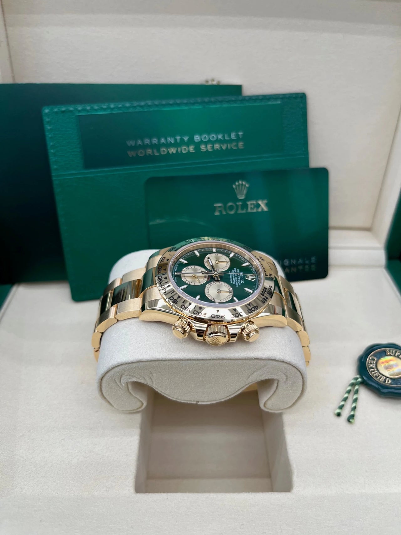 Rolex Yellow Gold Cosmograph Daytona New Release 2025 Green Dial Reference 126508 - WatchesOff5thWatch