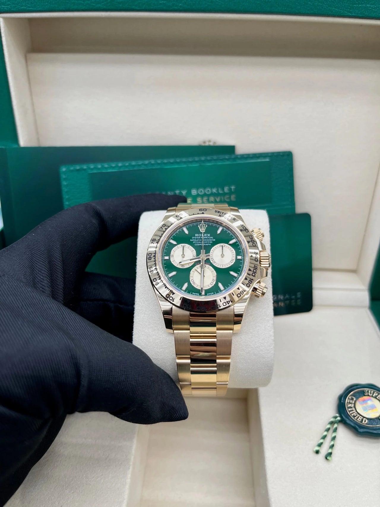 Rolex Yellow Gold Cosmograph Daytona New Release 2025 Green Dial Reference 126508 - WatchesOff5thWatch