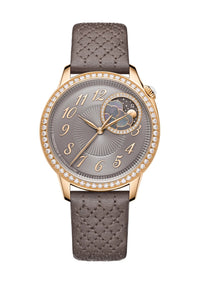 Thumbnail for Vacheron Constantin Égérie Moon Phase 37mm 18K 5N Pink Gold Grey Taupe Opaline Dial Diamond Bezel (Ref# 8005F/000R-B958) - WatchesOff5thWatch