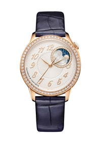 Thumbnail for Vacheron Constantin Égérie Moon Phase 37mm 18K 5N Pink Gold Silver Opaline Dial Diamond Bezel (Ref# 8005F/000R-B498) - WatchesOff5thWatch