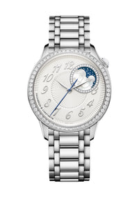 Thumbnail for Vacheron Constantin Égérie Moon Phase 37mm Stainless Steel Silver Opaline Dial Diamond Bezel Steel Bracelet (Ref# 8005F/120A-B497) - WatchesOff5thWatch