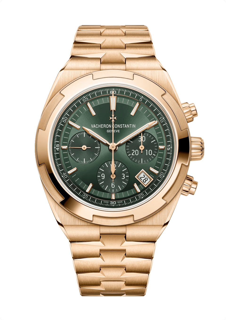 Vacheron Constantin Overseas Chronograph Rose Gold Green Dial 5520V/210R - B966 - WatchesOff5thWatch