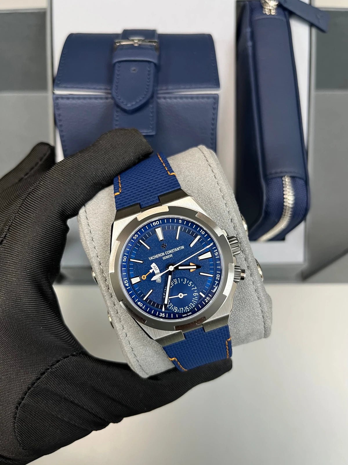 Vacheron Constantin Overseas Dual Time Cardinal Points 41mm Titanium Blue Dial (Ref 7930V/210T - H074) - WatchesOff5thWatch