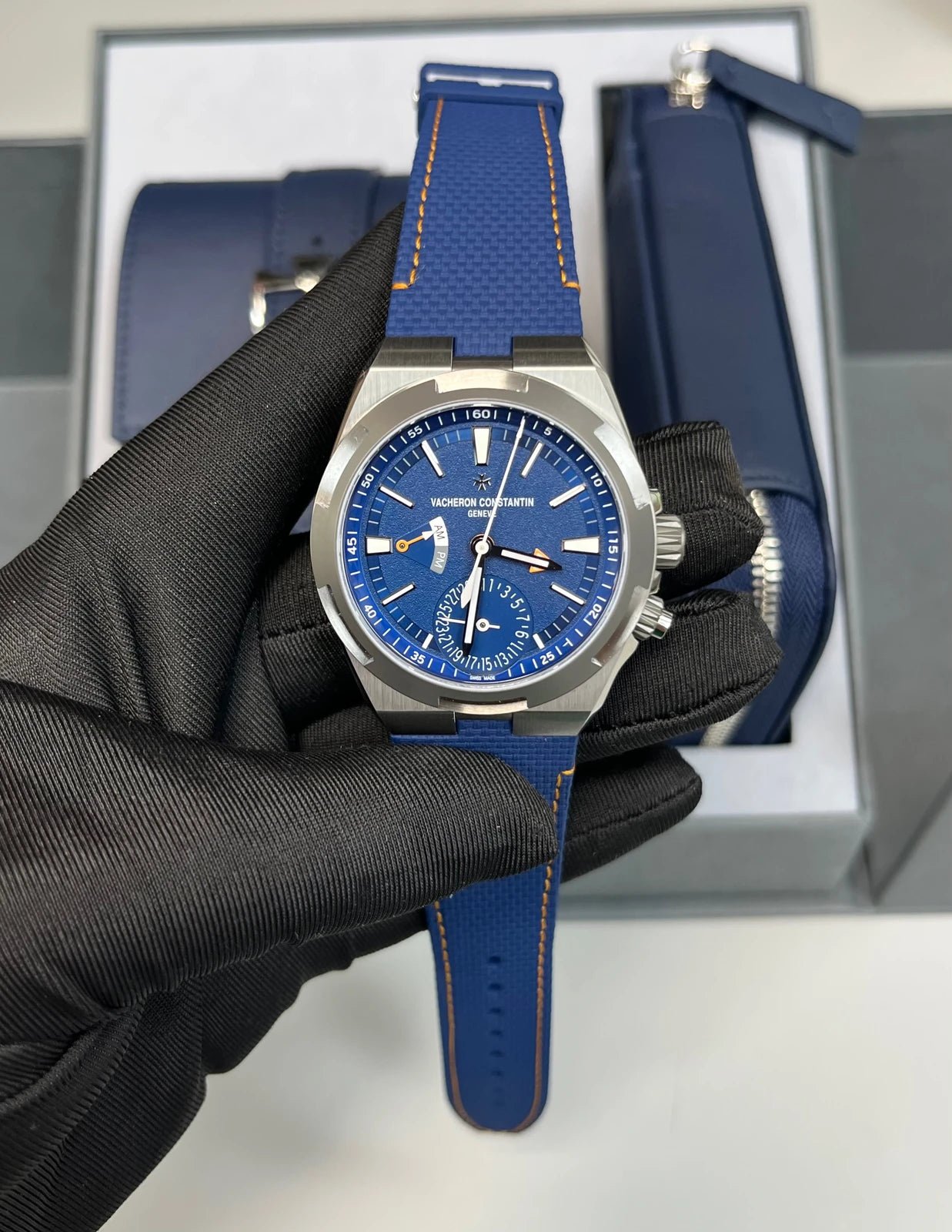 Vacheron Constantin Overseas Dual Time Cardinal Points 41mm Titanium Blue Dial (Ref 7930V/210T - H074) - WatchesOff5thWatch