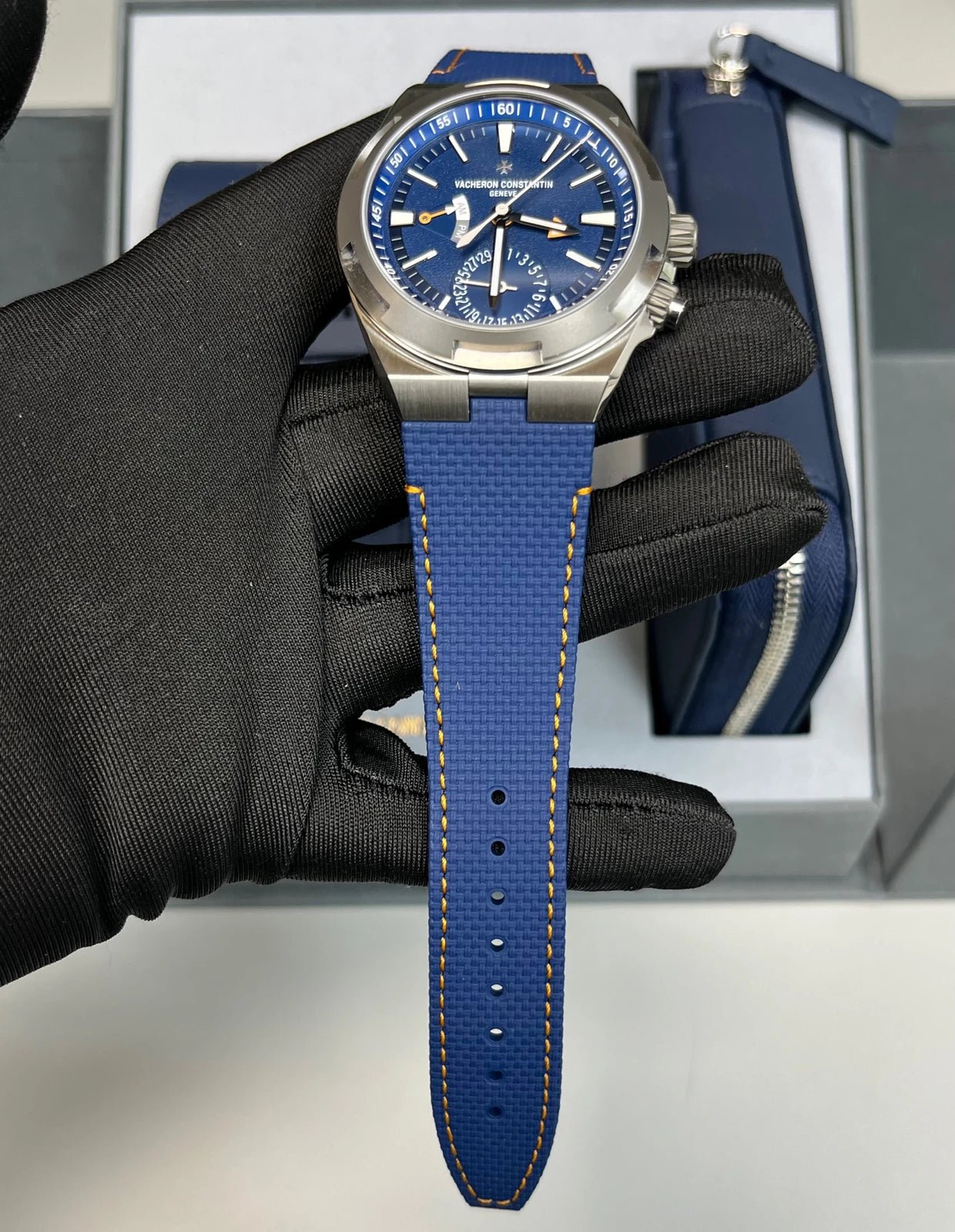 Vacheron Constantin Overseas Dual Time Cardinal Points 41mm Titanium Blue Dial (Ref 7930V/210T - H074) - WatchesOff5thWatch