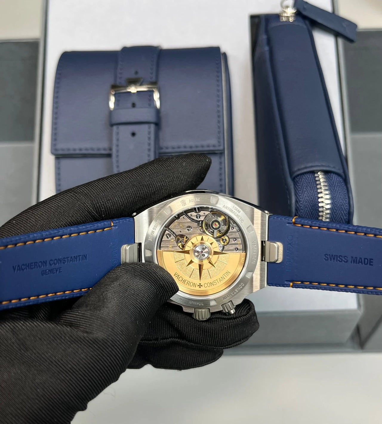Vacheron Constantin Overseas Dual Time Cardinal Points 41mm Titanium Blue Dial (Ref 7930V/210T - H074) - WatchesOff5thWatch