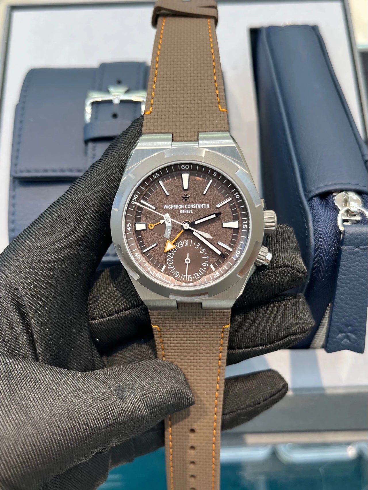 Vacheron Constantin Overseas Dual Time Cardinal Points 41mm Titanium Brown Dial (Ref 7930V/210T - H072) - WatchesOff5thWatch